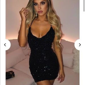 BABYBOO Gigi Mini Dress - Black Sequin